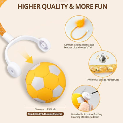 Cat Toy Ball,Interactive Cat Toy Ball with 3 Modes for Indoor Cat,The 2025 Generation Self Moving Cats Toy,Rolling Cats Toy with Feather &amp; Bells for Bored Cats &amp; Small dogs,Touch to Activate (Orange)