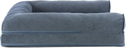 Furhaven Cooling Gel Dog Bed for Large/Medium Dogs w/ Removable Bolsters &amp; Washable Cover, For Dogs Up to 55 lbs - Sherpa &amp; Chenille Sofa - Orion Blue, Large