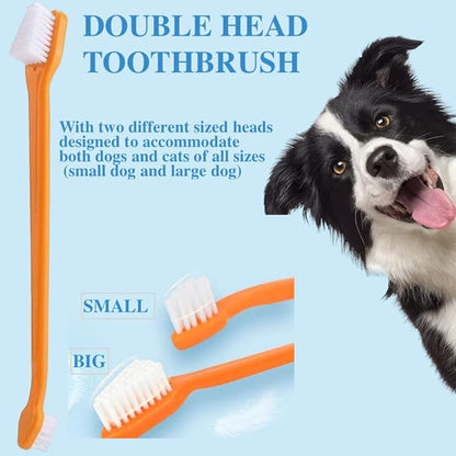 8 Pack Small Dog &amp; Cat Toothbrush Kit, 360º Pet Toothbrush/Mini Head/Dual Head / 10000 Ultra-Soft Bristles Tooth Brush/Finger Toothbrushs for Cat Kitten Doggie Dental Care, Oral Hygiene