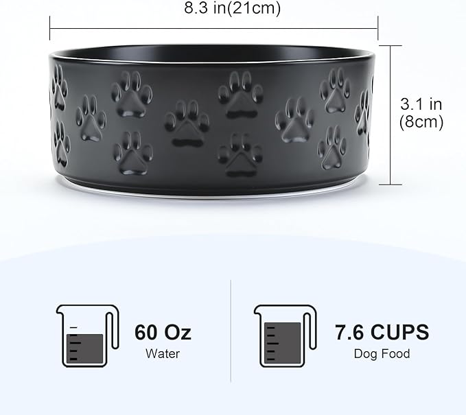 SPUNKYJUNKY Ceramic Dog Bowls 2 Pack, 8.3&
