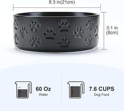 SPUNKYJUNKY Ceramic Dog Bowls 2 Pack, 8.3&