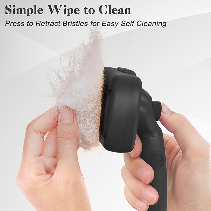 Swihauk Self Cleaning Slicker Brush for Dogs &amp; Cats - Skin Friendly Deshedding and Grooming Brush for Haired Pets, Pet Supplies Accessory, Black