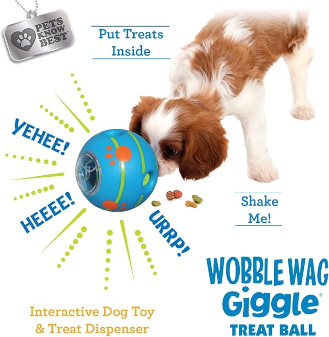 Wobble Wag Giggle Treat Ball- Interactive Dog Toy &amp; Treat Dispenser, Fun Giggle Sounds When Rolled or Shaken, Great for Dogs Pets Know Best