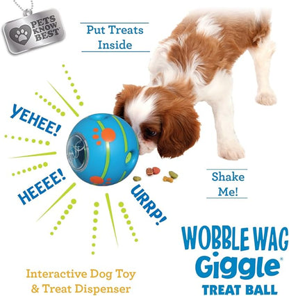 Wobble Wag Giggle Treat Ball- Interactive Dog Toy &amp; Treat Dispenser, Fun Giggle Sounds When Rolled or Shaken, Great for Dogs Pets Know Best
