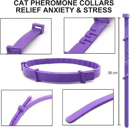 Calming Collar for Cats 4 Pack - Pheromone Collar for Stress and Anxiety Relief, Lasts 60 Days, Adjustable, Water-Resistant &amp; Breakaway Design to Make Cats Relaxed