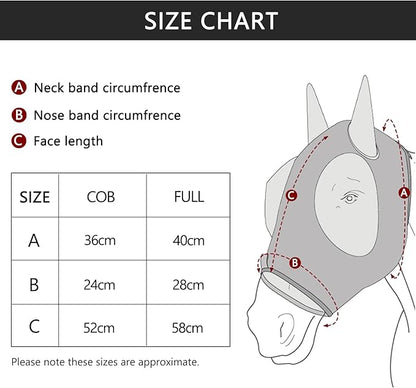 Horse Fly Mask, Fly Masks for Horses with Ears, Super Comfort &amp; Stretchy Fitting Equine Fly Mask Red Cob