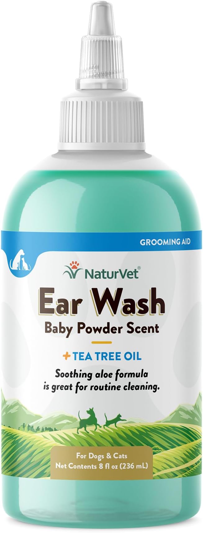 NaturVet Ear Wash w/Tea Tree Oil (Aloe &amp; Baby Powder Scent) 8 oz