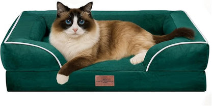Comfort Expression Small Dog Beds Waterproof Cat Beds Orthopedic Foam Sofa Beds for Small Dogs Comfy Pet Bed with Washable Removable Cover &amp; Non-Slip Bottom(XX-Small,Emerald)