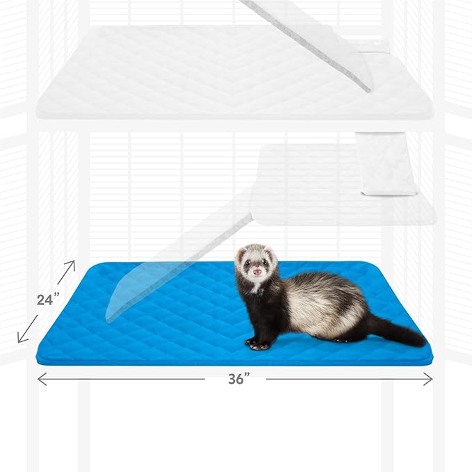 Paw Inspired Fitted Fleece Liner for Ferret Nation, Critter Nation Cage for Ferrets, Rats, Chinchillas, Hedgehogs &amp; Other Small Animals (Blue, Bottom Pan Liner)