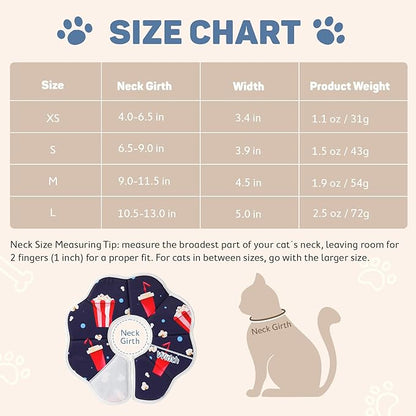 Avont Soft Cat Recovery Cone Collar, Adjustable Lightweight Kitten E-Collar for Small Dogs, Comfortable Neck Donut Stop Licking Scratching After Surgery -Popcorn(S)
