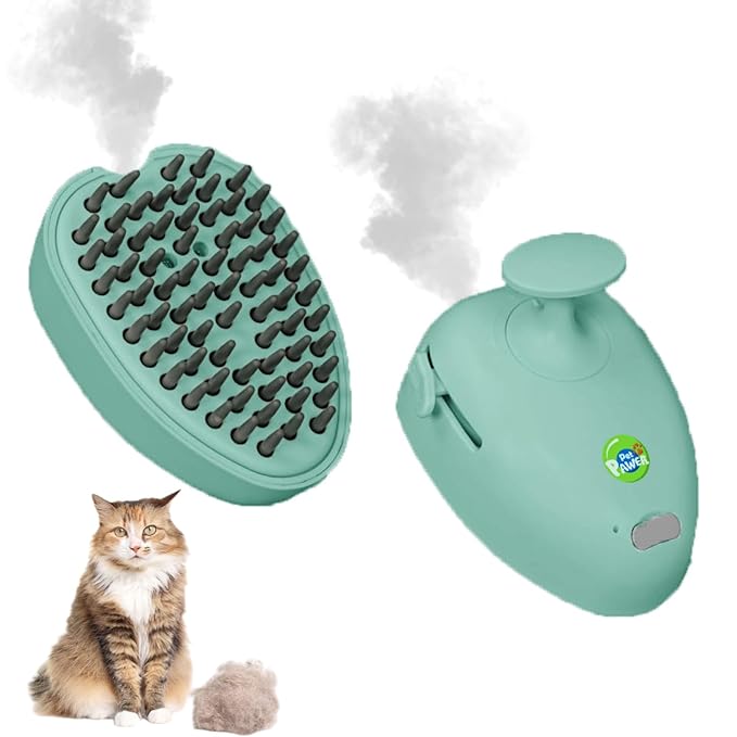 Cat Steam Brush for Shedding, 4 in 1 Rechargeable Steam Brush for Cats and Dogs, Anti-Static, Massage, Cleaning, Shedding &amp; Combing All In One!