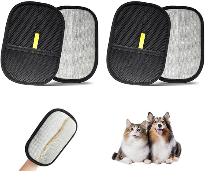 2025 Upgraded Pet Hair Removal Glove |Double-Sided – Reusable Grooming &amp; Bathing Glove for Dogs and Cats |Soft Silcone Touch |Easy Deshedding and Cleaning Mitt (Black, 2 PCS)