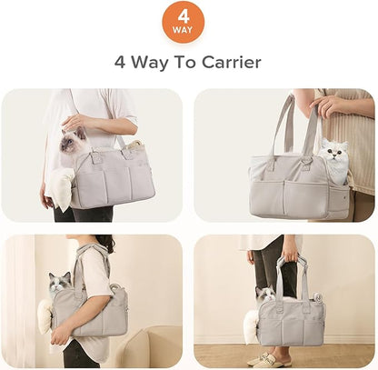 Dog Carriers for Small Dogs, Soft Sided Folding Small Dog Carrier for Dogs Medium Cats Puppies up to 13 Lbs, Washable Breathable Puppy Carrie Carrier for Outdoor Travel (Small Gray)