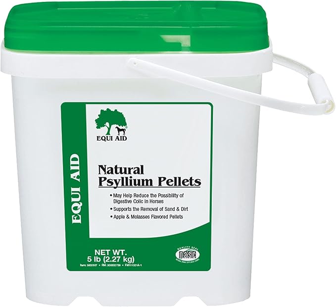 Farnam Equi Aid Natural Horse Psyllium Pellets Supplement for Horses, Supports Removal of Sand &amp; Dirt From the Ventral Colon, 5 Pound, 16 Scoops