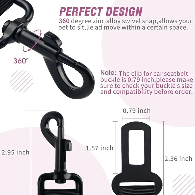COOYOO Dog Seat Belt,3 Piece Set Retractable Dog Car Adjustable Seatbelts for Vehicle Nylon Pet Safety Heavy Duty &amp; Elastic &amp; Durable Car Harness for Dogs