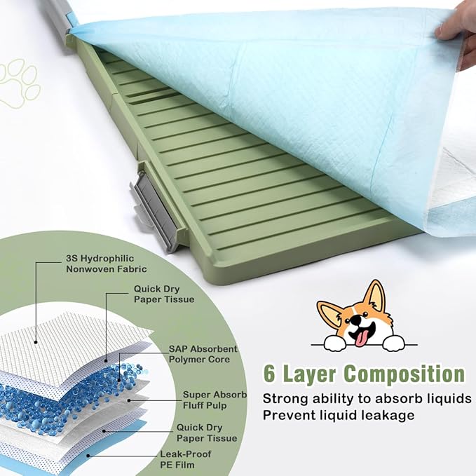 Puppy Pads &amp; Holder Set – Includes 20 Extra Large 30×36in Pee Pads, Anti-Slip Leak-Proof Pee Pad Holder with Secure Lock for Puppies &amp; Large Dogs and All Breeds