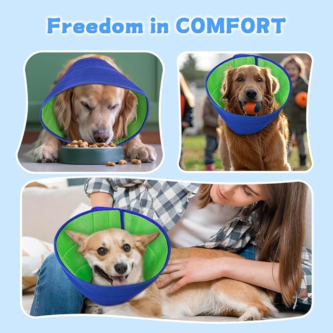 Dog Cone Soft Recovery Collars &amp; Cones After Surgery for Medium Large Dogs, Comfy Ecollars to Stop Licking, Adjustable, Dog Ecollars for Recovery Fabric: Soft Comfort, Ecollars of Shame Alternatives