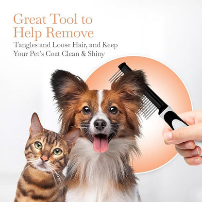 Fuller Brush Single-Sided Pet Comb - 25 Rust-Resistant Stainless Steel Pins - Ergonomic Rubberized Easy Grip Handle - Remove Tangles, Mats &amp; Reduce Loose Hair - Tool for Grooming Dogs &amp; Cats