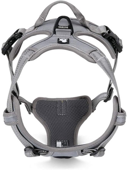 TRUE LOVE Adjustable No-Pull Dog Harness Reflective Pup Vest Harnesses Comfortable Control Brilliant Colors Truelove TLH5651(Gray,L)