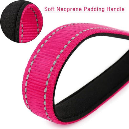 PLUTUS PET 10 Inch Short Dog Leash for Large Dogs with Locking Carabiner Clip &amp; Padded Handle （10”, Pink）