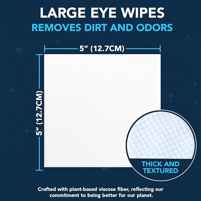 NOVEHA Dog Eye Wipes - Tear Stain Remover for Dogs - Formulated to Remove Eye Debris, Tear Stains &amp; Eye Discharge - Plant Based, Safe, Convenient, and Large Unscented Wipes (100 Count x 1 Package)