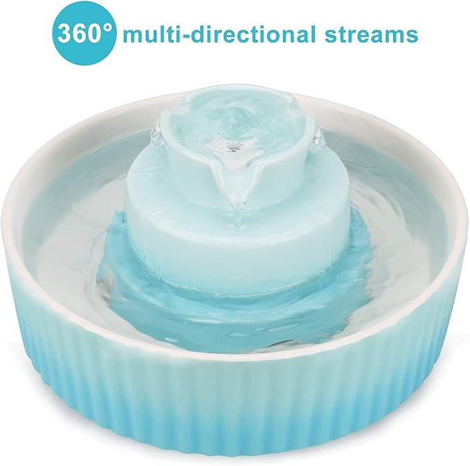 Ceramic Cat Water Fountain, 2.1L/71oz Cupcake Pet Fountain for Dog and Cat Indoor, 2 Ultra Quiet Pumps &amp; 3 Carbon Filters