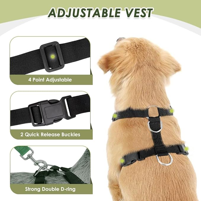 Lukovee Dog Seat Belt for Car, Adjustable Dog Car Harness for Large Medium Small Dogs, Soft Padded &amp; Breathable Mesh Dog Seatbelt with Car Strap and Carabiner((Double Clip 2 in 1),Medium)