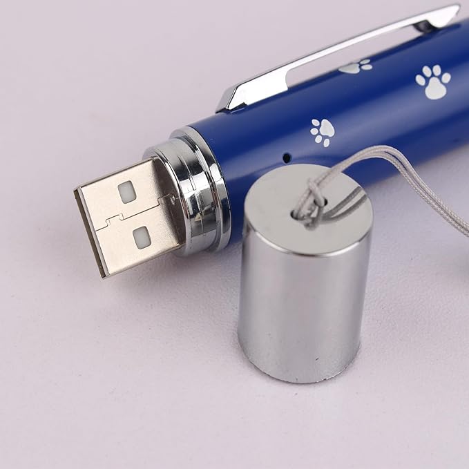 EAWONGEE Rechargeable Cat Toys - Indoor/Outdoor Cats Chase Light Toy for Kitty &amp; Dog with 3 Light Modes, 5 Patterns, Blue