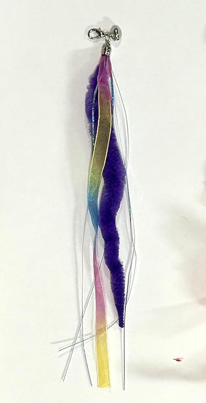 Interactive Cat Teaser Wand with Feather Attachments, Multi-Color Toys, 8 Piece Set