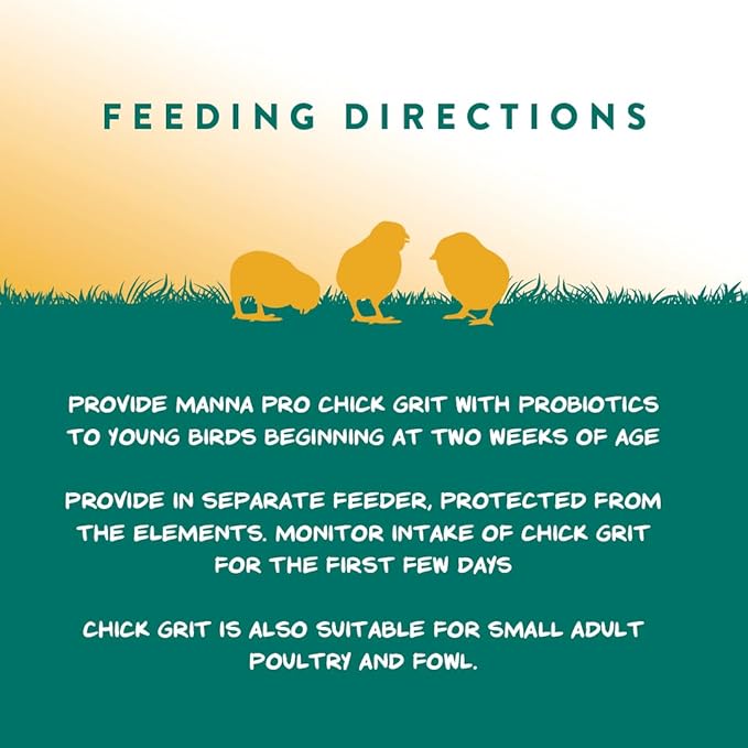 Manna Pro Chick Grit Digestive Supplement for Young Growing Poultry &amp; Bantam Breeds, No Artificial Ingredients or Preservatives, Natural Supplement with Insoluble Crushed Granite, 5 lbs