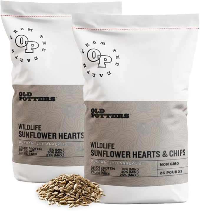 Wildlife Sunflower Hearts &amp; Chips for Bird Feeding and Wildlife Bird attracting, Non-GMO and USA Grown, 50 lbs