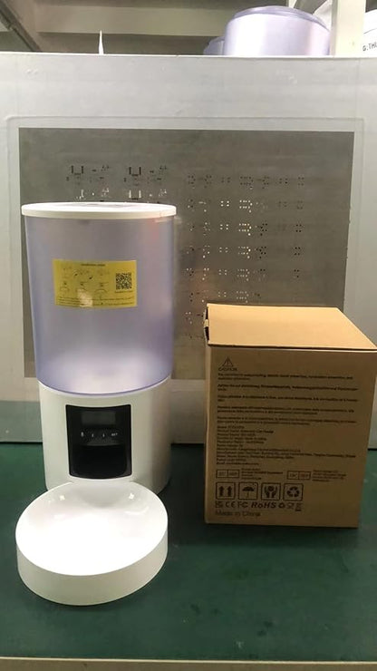 Automatic Cat Feeder Food Dispenser: 6L Timed Small Dog Dry Food Dispenser with 10s Voice - Distributeur Nourriture Chat Hund Programmable - Auto Pet Feeder with 1-6 Meals White
