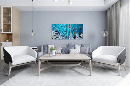 SYGALLERIER Fish Metal Wall Art Hand Crafted Large 3D Sea Life Pictures Modern Abstract Coastal Aluminum Artwork Contemporary Sculpture for Living Room Bedroom Dinning Decor