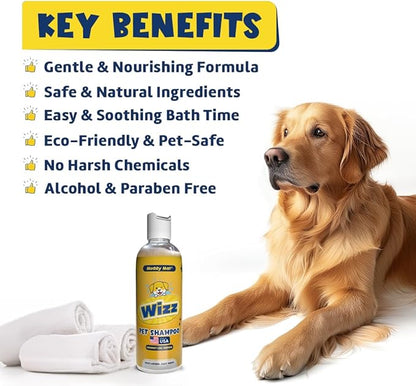 Muddy Mat® Wizz Pet Shampoo for Dogs &amp; Cats - Aloe Vera &amp; Oatmeal Dog Shampoo for Itchy Skin Relief, Smelly Dogs &amp; Sensitive Coats - Natural, Alcohol &amp; Paraben Free - Puppy Shampoo, 17 oz
