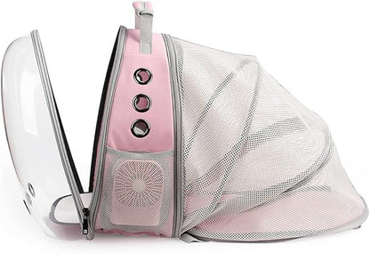 Lollimeow Cat Carrier Backpack, Bubble Expandable Backpack Carrier, Pets and Small Dogs,Airline-Approved, Designed for Travel, Hiking, Walking &amp; Outdoor Use (Back Expandable-Pink)