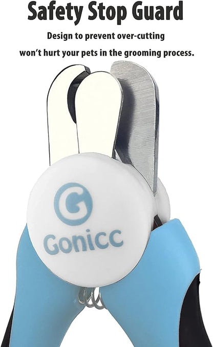 gonicc Dog &amp; Cat Pets Nail Clippers and Trimmers - with Safety Guard to Avoid Overcutting, Free Nail File, Razor Sharp Blade - Professional Grooming Tool for Pets