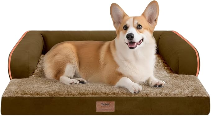Dog Bed Medium Size Dog-Orthopedic Waterproof Bed for Dogs,Foam Couch Sofa with Washable Removable Cover &amp; Non-Slip Bottom-Brown