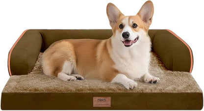 Dog Bed Medium Size Dog-Orthopedic Waterproof Bed for Dogs,Foam Couch Sofa with Washable Removable Cover &amp; Non-Slip Bottom-Brown