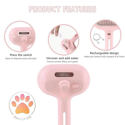 Cat steam brush – Effective Pet Brush for Indoor Cats, Steam Technology for Shedding, Mats &amp; Grooming – Ideal cat brush indoor for Deep Cleaning (Pink)