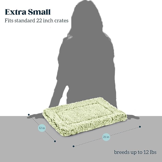 Stoutwool Indestructible Dog Bed - Fluffy Chew Proof Dog Crate Pad - Tough Kennel Pad for Aggressive Chewers - Ideal for Extra Small Breeds &amp; Fits 22-Inch Crate - 21"x12", Gleam