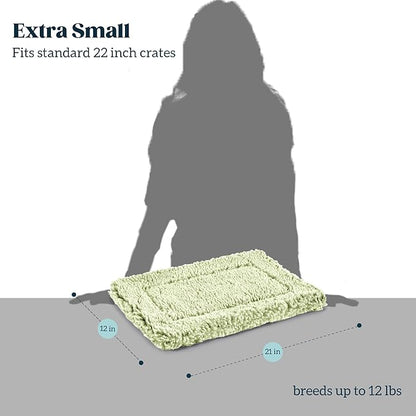 Stoutwool Indestructible Dog Bed - Fluffy Chew Proof Dog Crate Pad - Tough Kennel Pad for Aggressive Chewers - Ideal for Extra Small Breeds &amp; Fits 22-Inch Crate - 21"x12", Gleam