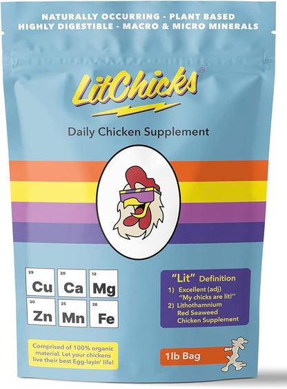 LitChicks’ Calcified Seaweed for Laying Chickens - Crushed Oyster Shell Alternative - Highly Digestible - Single Ingredient - Helps with Egg Laying &amp; Flock Health.