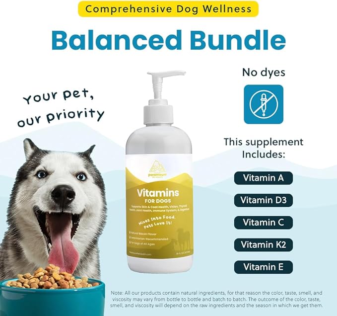 Liquid Multivitamin for Dogs with Probiotics, 8 in 1 Vitamins for Immune Support, Energy &amp; Digestion, High Absorption Liquid Dog Supplement, Made in USA, 16 oz