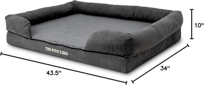 The Dog’s Bed, XL Grey Plush 43.5x34,Solid Memory Foam, Pain Relief: Arthritis, Hip &amp; Elbow Dysplasia, Post Surgery, Lameness, Supportive, Calming, Waterproof Washable Cover, Veterinary Approved