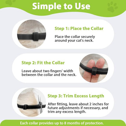 4 Pack Flea and Tick Collar for Cats, Natural Plant Oil Formula Cat Flea Collar Provides 32-Month Protection for Flea Tick Prevention, Waterproof &amp; Adjustable Cat Flea Treatment for Most Cats