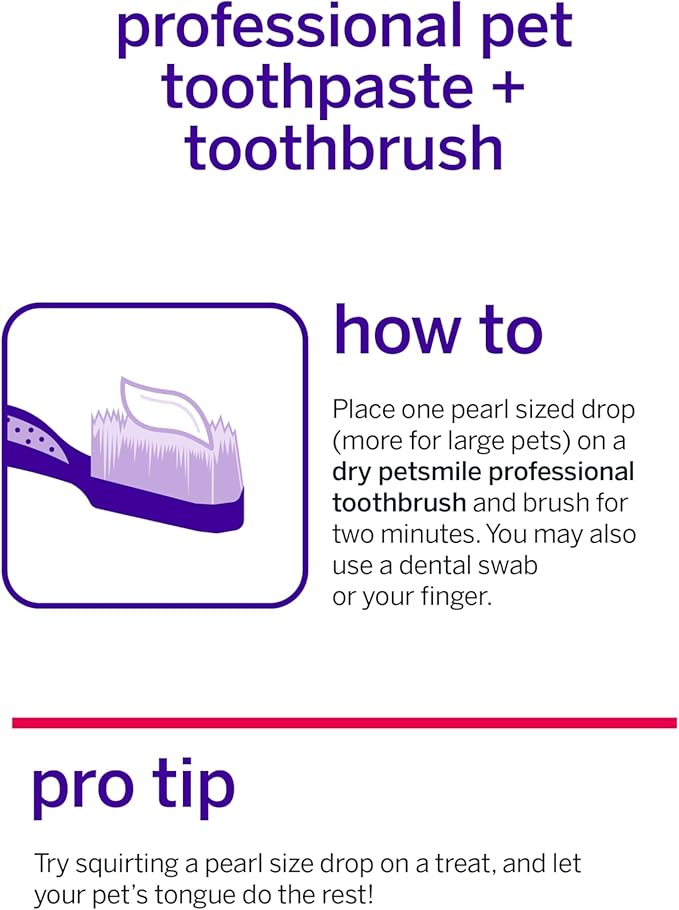 Petsmile Professional Pet Teeth Brushing Kit for Cats &amp; Dogs - Only VOHC Accepted Toothpaste &amp; Patented Toothbrush - Proven to Control Plaque &amp; Tartar Calprox Formula (Rotisserie Chicken, 2.5 Oz)