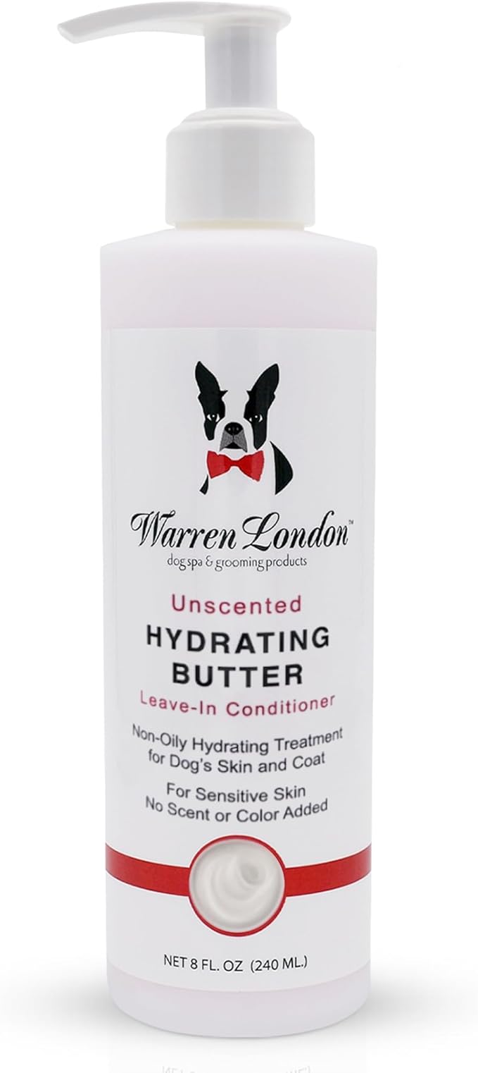 Warren London Hydrating Butter Leave in Pet Conditioner for Dogs | Lotion for Skin and Coat | Aloe Puppy &amp; Dog Conditioner for Hair Detangler, Dry Skin, &amp; Dandruff | Unscented 8oz