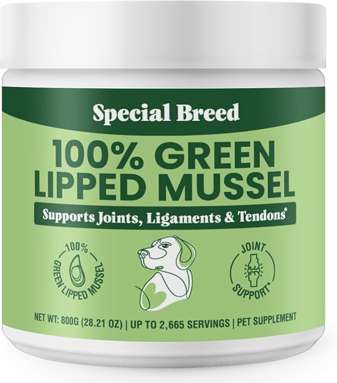 Green Lipped Mussel Powder for Dogs &amp; Cats - 100% New Zealand Green Lipped Mussels - Natural Hip &amp; Joint Supplement for Joints, Tendons, Ligaments, Muscles - 800 Grams - Up to 2,665 Servings