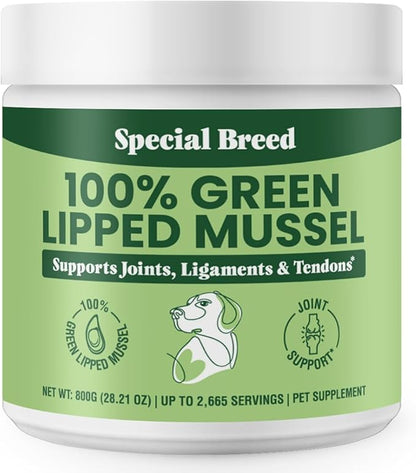 Green Lipped Mussel Powder for Dogs &amp; Cats - 100% New Zealand Green Lipped Mussels - Natural Hip &amp; Joint Supplement for Joints, Tendons, Ligaments, Muscles - 800 Grams - Up to 2,665 Servings