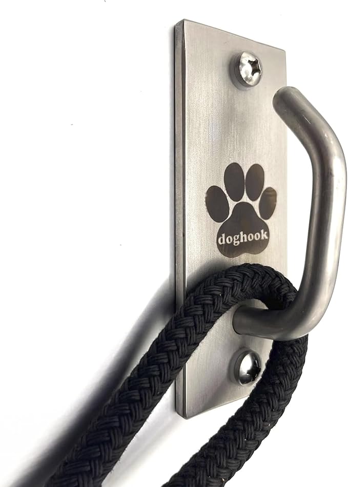 Canine Hitch- Secure Dog Leash Parking Mounted Indoor – Outdoor Wall Hook - Tie Out Stainless Steel Practical Lead Management for Home &amp; Business, Standard Size